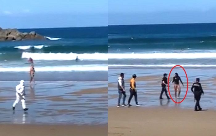 코로나 확진받고도 바다 놀러갔던 여성 체포 당시 모습 – 지식의 정석